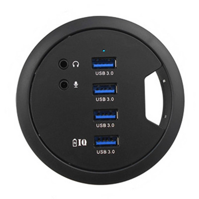 Поддръжка на USB-хъб за монтиране на компютър в бюро 4-портов USB 3.0 адаптер за концентратор и комбиниран адаптер за външен стерео звук