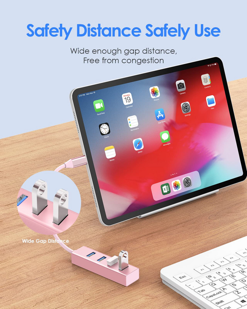 Lention USB C prijungimo stotelė USB 3.0 į USB A, skirta 2023–2016 m. MacBook Pro Mac Air Surface iPad Pro Chromebook Stabilus Drive C22s