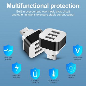 3-Θύρες USB 2.0 Adapter Extender Φορητός φορτιστής επέκτασης USB USB Splitter Κινητό με ένδειξη LED Ανθεκτική γρήγορη φόρτιση