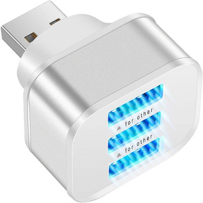 3-портов USB 2.0 адаптер, удължител, преносимо USB удължение, зарядно, USB сплитер, мобилно устройство с LED индикатор, издръжливо бързо зареждане