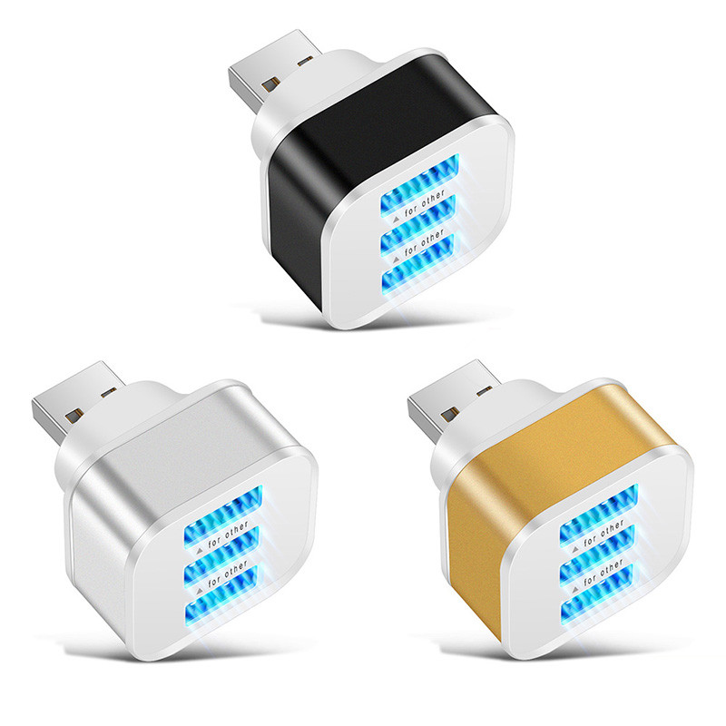 3 priključka USB 2.0 adapter Extender Prijenosni USB produžni punjač USB razdjelnik Mobilni s LED indikatorom Izdržljivo brzo punjenje