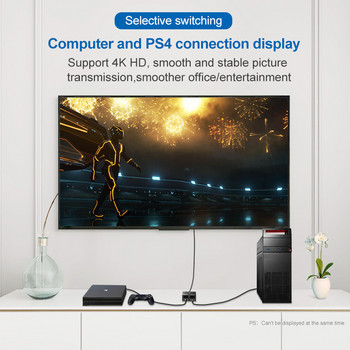 Συμβατός με HDMI Splitter 4K Switch KVM Bi-Direction 1x2/2x1 Συμβατός με HDMI Switcher 2 in1 Out for PS4/3 TV Box Switcher Adapter