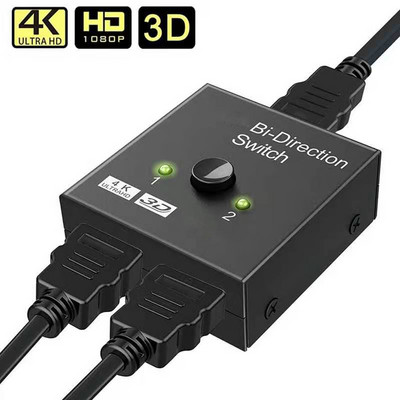 Splitter compatibil HDMI 4K Switch KVM Bi-Direction 1x2/2x1 Switch compatibil HDMI 2 in1 Out pentru PS4/3 TV Box Switcher Adaptor