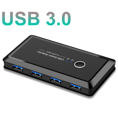 USB KVM jungiklis USB 3.0 2.0 jungiklis KVM jungiklis, skirtas Windows10 kompiuterio klaviatūra pelė spausdintuvas 2 kompiuteriai bendrinami 4 įrenginiai USB jungiklis