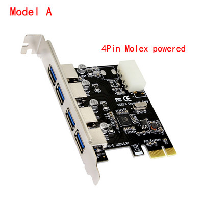 4 prievadų USB 3.0 PCI-E išplėtimo plokštė PCI Express PCIe USB 3.0 HUB adapteris 4 prievadų USB3.0 valdiklis USB 3 0 PCI ir PCIe Express 1X