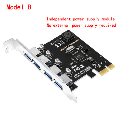 4 prievadų USB 3.0 PCI-E išplėtimo plokštė PCI Express PCIe USB 3.0 HUB adapteris 4 prievadų USB3.0 valdiklis USB 3 0 PCI ir PCIe Express 1X