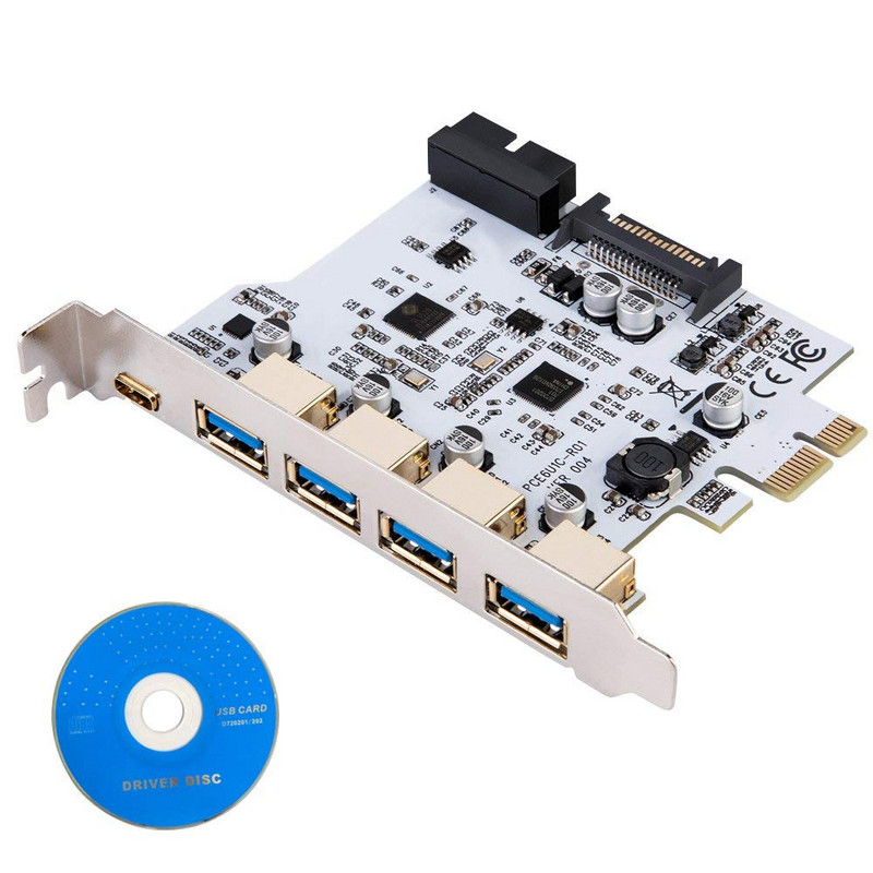 Pridėkite kortelę USB 3.0 PCI-E C tipo išplėtimo plokštė PCI Express PCI-E prie USB 3.0 valdiklio 5 prievadas + 1 prievadas USB 3.1 PCI-E kortelės adapteris