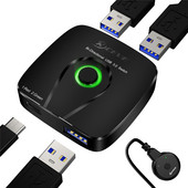 USB KVM dvipusis jungiklis USB 3.0 perjungiklis KVM jungiklis, skirtas Windows10 kompiuterio klaviatūra pelė spausdintuvas 2 kompiuteriai bendrinami 4 įrenginiai USB jungiklis