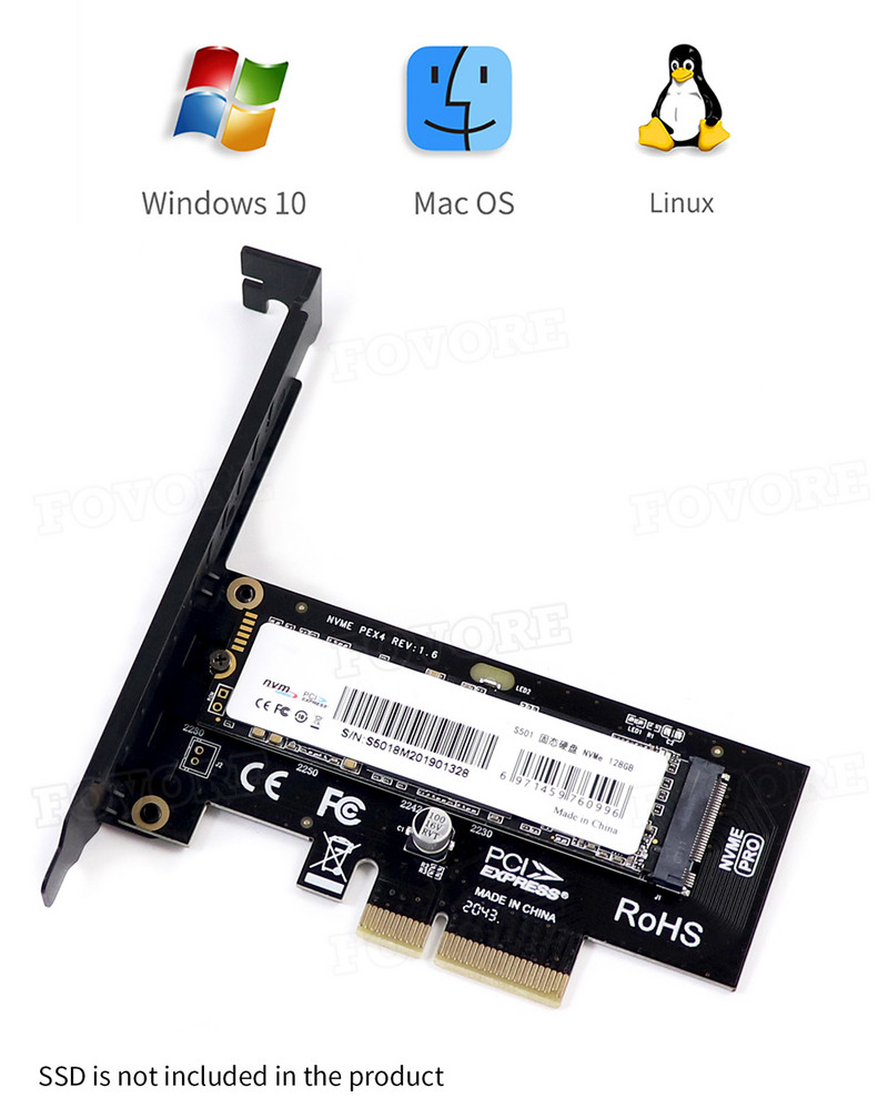 M.2 NVMe SSD NGFF į PCIE X4 adapteris M rakto sąsajos plokštė Palaikymas PCI-e PCI Express 3.0 x4 2230-2280 Dydis m.2 m2 pcie adapteris