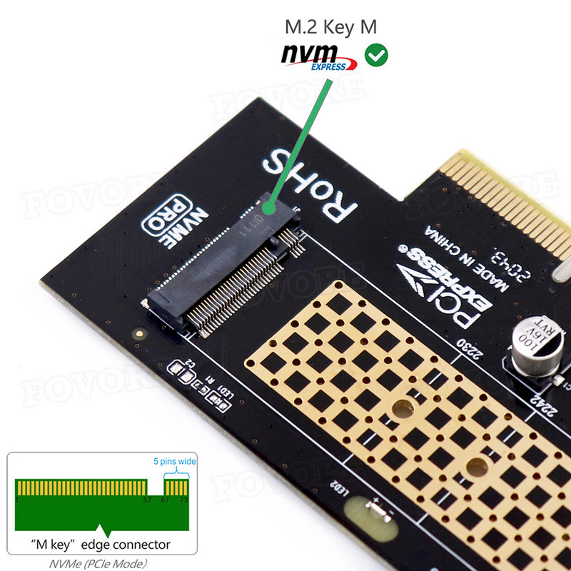 M.2 NVMe SSD NGFF į PCIE X4 adapteris M rakto sąsajos plokštė Palaikymas PCI-e PCI Express 3.0 x4 2230-2280 Dydis m.2 m2 pcie adapteris