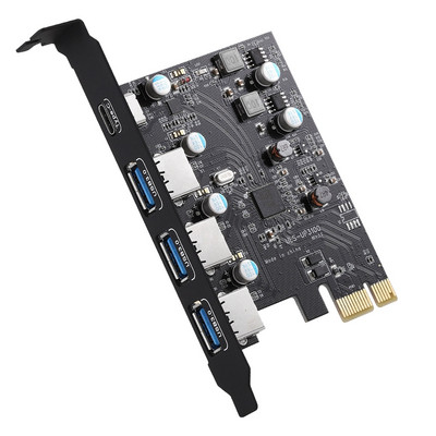 PCI-E към USB 3.0 карта тип C(1) USB A(3 ) без допълнително захранване PCI Express карта за разширение за Windows Mac Pro