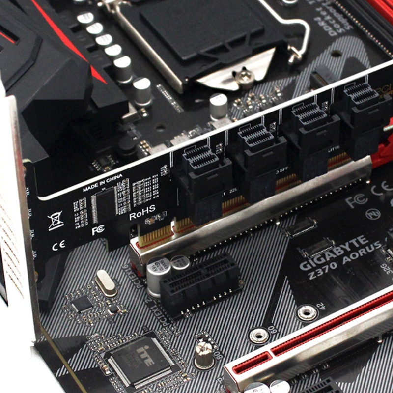 NGFF PCI-E 16X–4 portos U.2 U2 osztott bővítőkártya SFF-8639 NVME PCIE SSD adapter alaplapi SSD SFF-8643