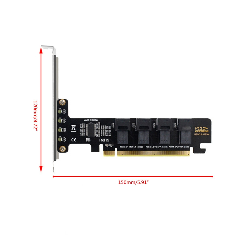 NGFF PCI-E 16X–4 portos U.2 U2 osztott bővítőkártya SFF-8639 NVME PCIE SSD adapter alaplapi SSD SFF-8643
