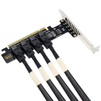 M2EC 4.0 PCI-E X16 σε 4 θύρες SFF-8643 U.2 Υποστήριξη κάρτας προσαρμογέα επέκτασης NVME SSF 8643 σε SFF-8639 SSD