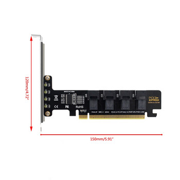 M2EC 4.0 PCI-E X16 σε 4 θύρες SFF-8643 U.2 Υποστήριξη κάρτας προσαρμογέα επέκτασης NVME SSF 8643 σε SFF-8639 SSD