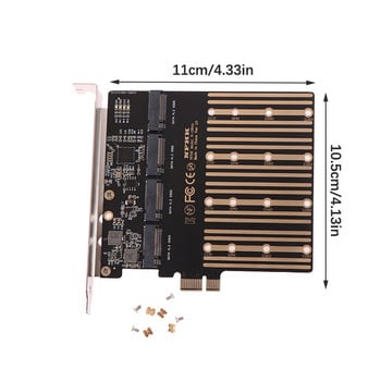 PCIE към M2 адаптер PCI Express X1 3.0 4 порта B Key M.2 NGFF SATA SSD адаптер PCI-E M.2 адаптер Разширителна карта Riser