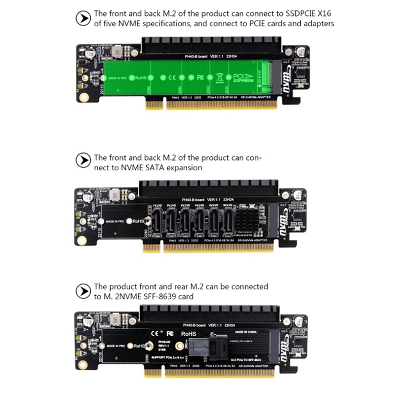 Nvme Pcie4.0 bővítőkártya PCIE4.0 2 NVME bemeneti port bővítő felszálló kártya PCIE4.0 osztott bővítő adapter