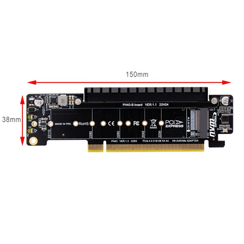 Nvme Pcie4.0 bővítőkártya PCIE4.0 2 NVME bemeneti port bővítő felszálló kártya PCIE4.0 osztott bővítő adapter