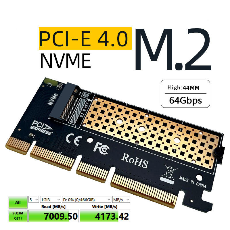 PICE į M2 adapteris NVMe SSD NGFF PCIE M2 Riser Card Adapter 64Gb PCI Express 4.0 X4 X8 X16 Palaiko 2230 2242 2260 2280 m.2 NVME