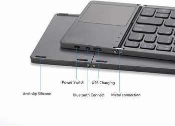 Нова преносима мини три сгъваема Bluetooth клавиатура Безжична сгъваема тъчпад клавиатура за IOS Android Windows ipad Таблет