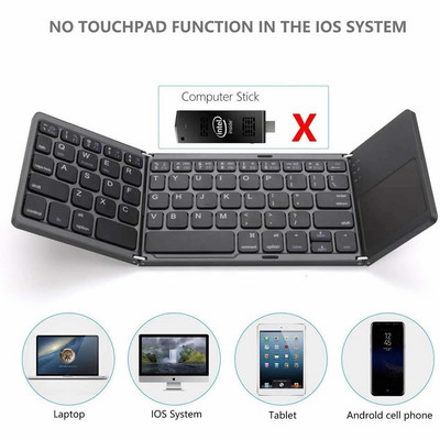 New Portable Mini Three Folding Bluetooth Keyboard  Wireless Foldable Touchpad Keypad for IOS Android Windows ipad Tablet