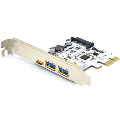 7 prievadai PCI-E prie USB 3.0 išplėtimo kortelės C tipo išplėtimo plokštė PCI-E prie USB 3.0 valdiklio 5 prievadas + 1 prievadas USB 3.1 kortelės adapteris