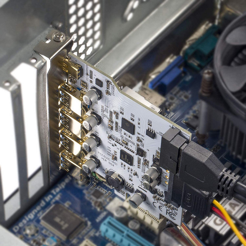 7 prievadai PCI-E prie USB 3.0 išplėtimo kortelės C tipo išplėtimo plokštė PCI-E prie USB 3.0 valdiklio 5 prievadas + 1 prievadas USB 3.1 kortelės adapteris