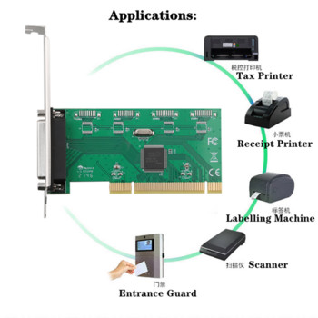 PCI към DB25 25-пинов паралелен порт LPT принтер PCI към паралелна разширителна карта Адаптер Контролер Чипсет TXIC/TX382A за настолен компютър