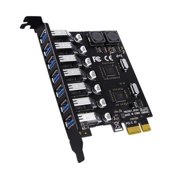 USB 3.0 PCI Express адаптер PCI e към 7 порта USB 3 разширителна адаптерна карта USB3 PCIe PCI-e x1 контролер конвертор за настолен компютър