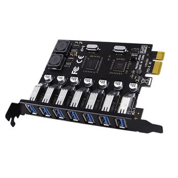 USB 3.0 PCI Express адаптер PCI e към 7 порта USB 3 разширителна адаптерна карта USB3 PCIe PCI-e x1 контролер конвертор за настолен компютър