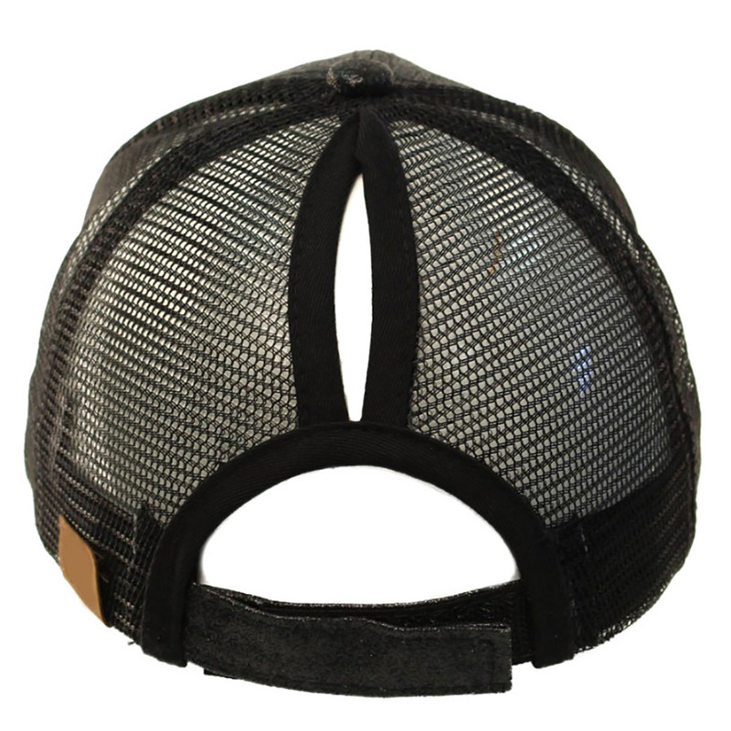 Madinga moterų nuo saulės blizgesio tinklelio reguliuojama arklio uodegos kepurė Medvilninė beisbolo kepurė Anti UV arklio uodegėlė kvėpuojanti beisbolo kepurė
