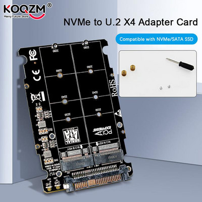 M.2 SSD към U.2 адаптер 2 в 1 M.2 NVMe SATA-Bus NGFF SSD към PCI-e U.2 SFF-8639 PCIe M2 адаптер конвертор за настолен компютър PC