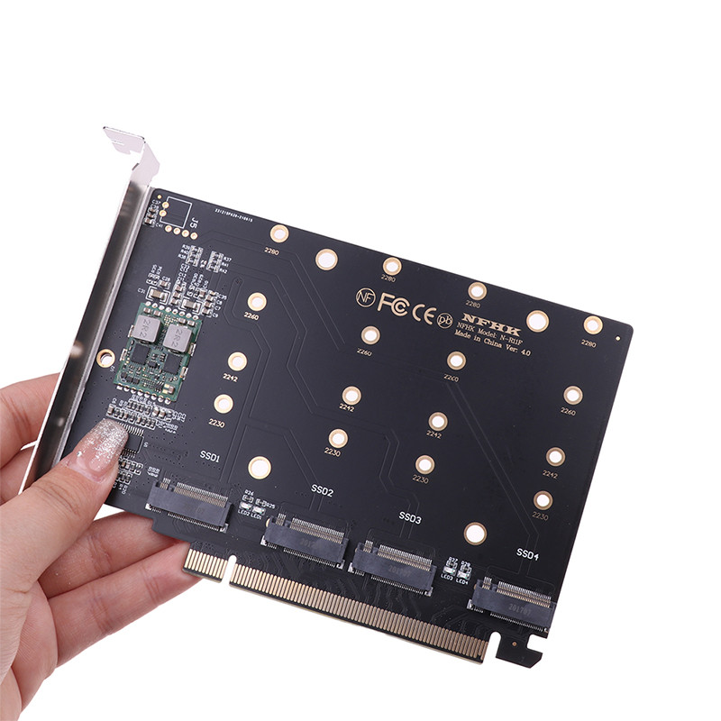 Card adaptor NVMe la PCIE cu 4 porturi Adaptor M.2 NVME la PCIe X16 4X32Gbps M Key Hard Drive Converter Reader Expansion Card