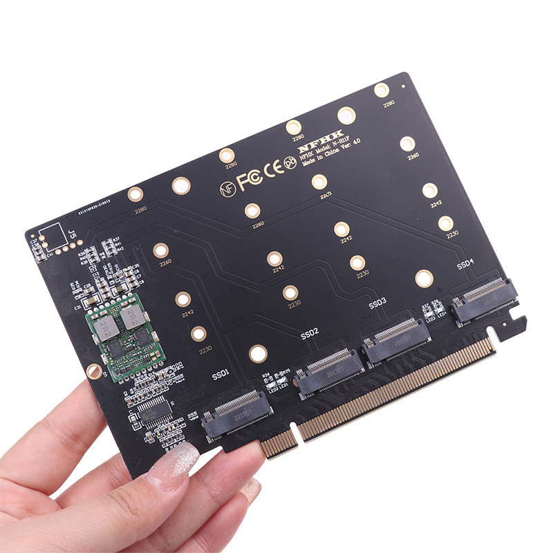 Card adaptor NVMe la PCIE cu 4 porturi Adaptor M.2 NVME la PCIe X16 4X32Gbps M Key Hard Drive Converter Reader Expansion Card