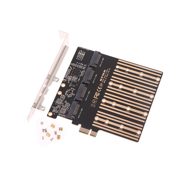 PCIE към M2 адаптер PCI Express X1 3.0 4 порта B Key M.2 NGFF SATA SSD адаптер PCI-E M.2 адаптер Разширителна карта Riser