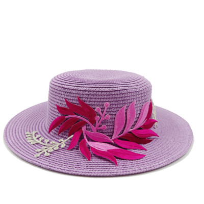 2023 m. Nauja vyriška ir moteriška šiaudinė kepurė rožių raudonų lapų priedai Vasarinė plokščia šiaudinė kepurė nuo saulės Paplūdimys шляпа женская летняя