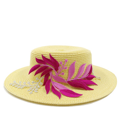 2023 m. Nauja vyriška ir moteriška šiaudinė kepurė rožių raudonų lapų priedai Vasarinė plokščia šiaudinė kepurė nuo saulės Paplūdimys шляпа женская летняя