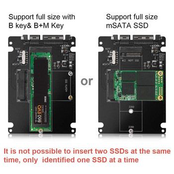 M.2 NGFF ή MSATA σε SATA 3.0 Προσαρμογέας USB 3.0 σε 2.5 SATA Σκληρός Δίσκος 2 σε 1 Κάρτα ανάγνωσης μετατροπέα με καλώδιο για φορητό υπολογιστή