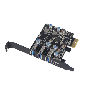 Θύρα USB 3.0+Type-c PCI-E Κάρτα επέκτασης PCI Express 1X PCIe USB 3.0 HUB Κάρτα προσαρμογέα 4 θυρών USB3.0 Ελεγκτής για θήκη 2U 5Gbps