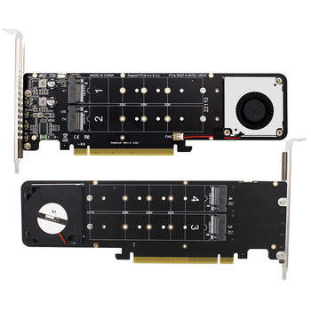 PCIeX16 To M.2 NVMe SSD Κάρτα M Key 4 Κάρτα επέκτασης NVME 4x32 Gbps Υποστήριξη πλακέτας προσαρμογέα SSD 2280/2260/2242/2230