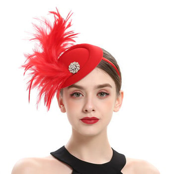 Tea Party Fascinator Καπέλο για γυναίκες Φτερά καπέλων Kentucky Headband καπέλο Fedoras ή ένα κλιπ Cocktail Tea Party Headwewar για κορίτσια