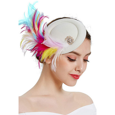 Arbatos vakarėlio žavinga kepurė moterims Kentukio skrybėlės plunksnos Fedoras kepurės galvos juostelė arba kokteilių arbatos vakarėlis Headwewar mergaitėms