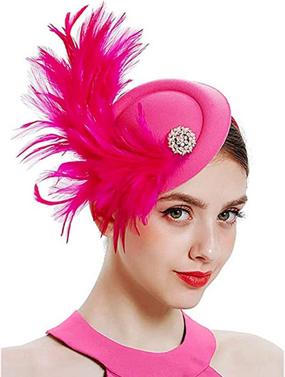Arbatos vakarėlio žavinga kepurė moterims Kentukio skrybėlės plunksnos Fedoras kepurės galvos juostelė arba kokteilių arbatos vakarėlis Headwewar mergaitėms