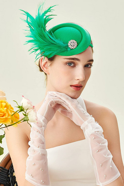 Arbatos vakarėlio žavinga kepurė moterims Kentukio skrybėlės plunksnos Fedoras kepurės galvos juostelė arba kokteilių arbatos vakarėlis Headwewar mergaitėms