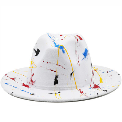 Vilnos moteriškos vyriškos grafičio Fedora kepurė žiemai rudeniui Elegantiška ponia gangster Trilby Felt Homburg bažnyčios džiazo kepurė 55-58CM
