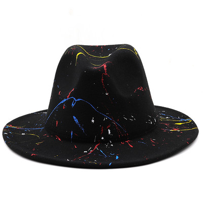 Vilnos moteriškos vyriškos grafičio Fedora kepurė žiemai rudeniui Elegantiška ponia gangster Trilby Felt Homburg bažnyčios džiazo kepurė 55-58CM