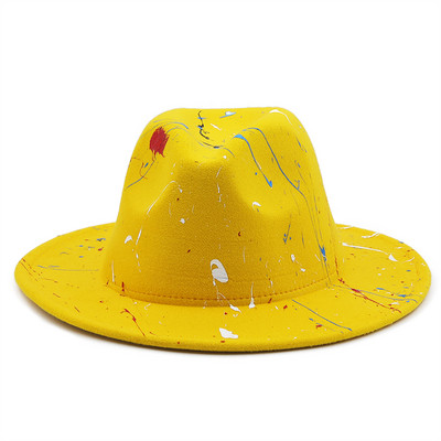 Vilnos moteriškos vyriškos grafičio Fedora kepurė žiemai rudeniui Elegantiška ponia gangster Trilby Felt Homburg bažnyčios džiazo kepurė 55-58CM