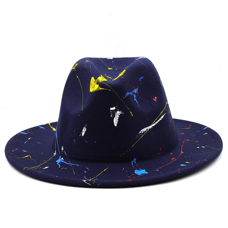 Vilnos moteriškos vyriškos grafičio Fedora kepurė žiemai rudeniui Elegantiška ponia gangster Trilby Felt Homburg bažnyčios džiazo kepurė 55-58CM