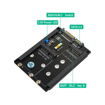 Riser адаптер M.2 за NGFF MSATA SSD към SATA 3.0 Riser адаптерна карта 2 в 1 конвертор