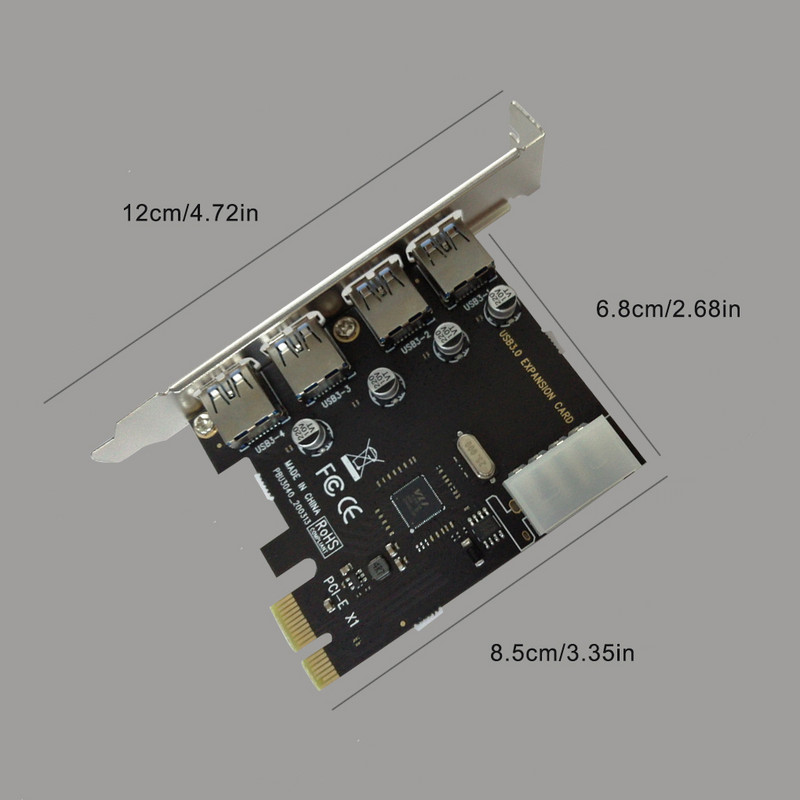 PCI-E į USB išplėtimo plokštė USB 3 0 PCI-E plėstuvo plokštė 4 prievadų adapterio plokštės kompiuterio priedas